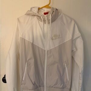 Nike White and Light Gray Hooded Jacket